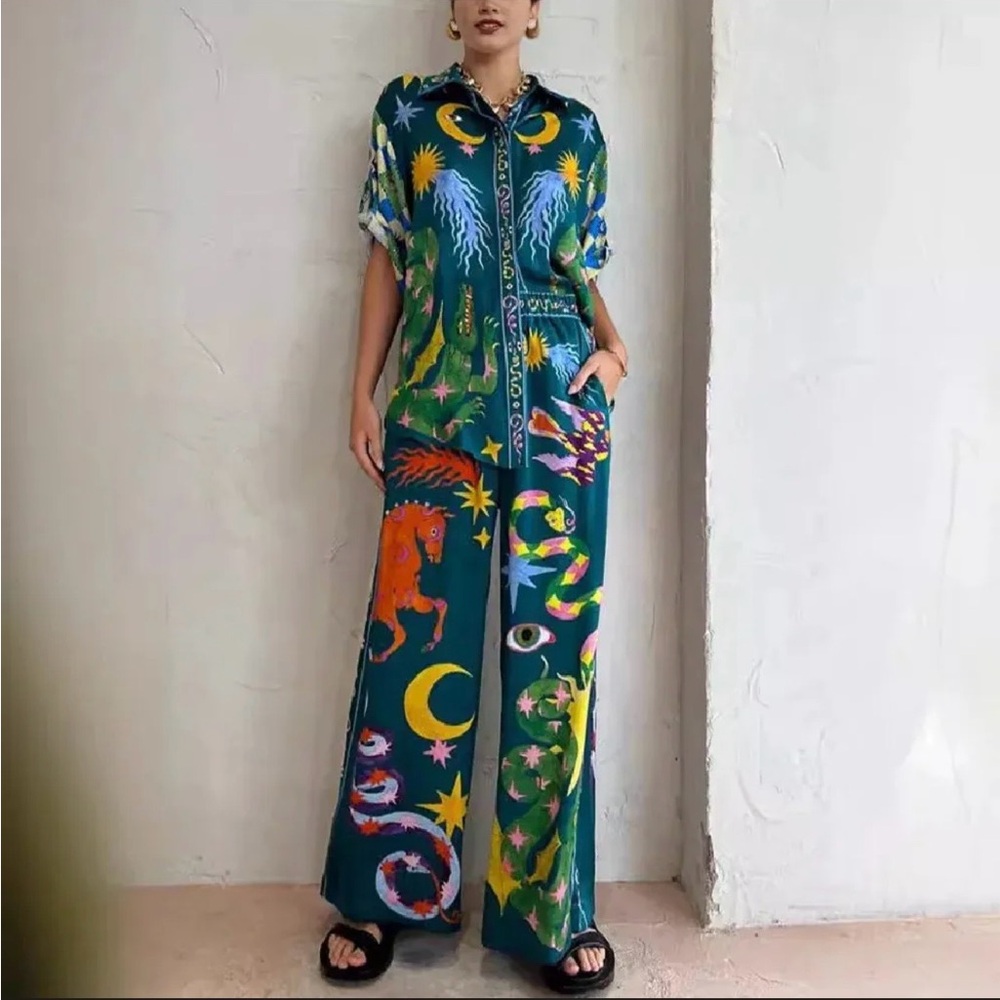 Colorful Graphic Women's Jumpsuit 90% good.